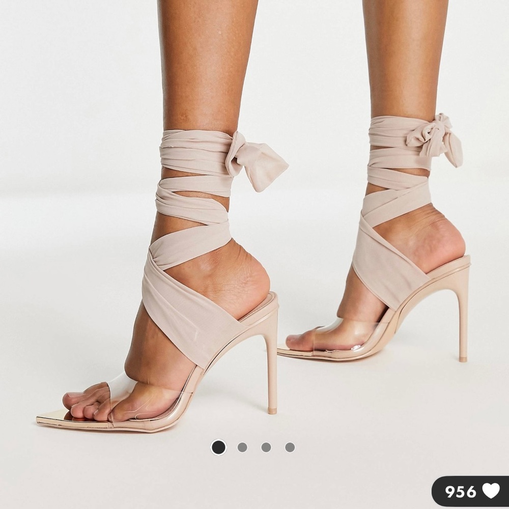 Nude Lace up heels